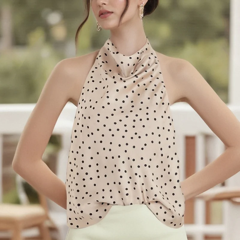 Women's Halter Neck Vest Summer Sleeveless Open Back Dot Print Fashionable Tank Tops
Women's Halter Neck Vest Summer Sleeveless Open Back Dot Print Fashionable Tank Tops