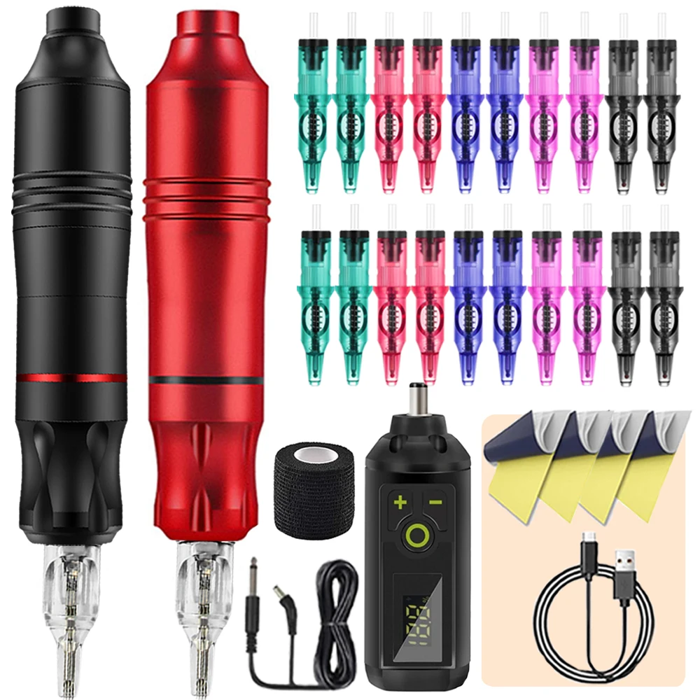 Wireless Tattoo Machine Pen Kit Rotary Tattoo Machine 20pcs Ballpoint Tattoo Cartridge Accessories Set for Tattoo Design Draw
Wireless Tattoo Machine Pen Kit Rotary Tattoo Machine 20pcs Ballpoint Tattoo Cartridge Accessories Set for Tattoo Design Draw