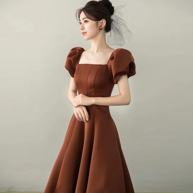 New Bubble Sleeve Satin Evening Dress Temperament French Luxury Wedding Toast Bride Dresses Banquet Square Neck Evening Dress
New Bubble Sleeve Satin Evening Dress Temperament French Luxury Wedding Toast Bride Dresses Banquet Square Neck Evening Dress