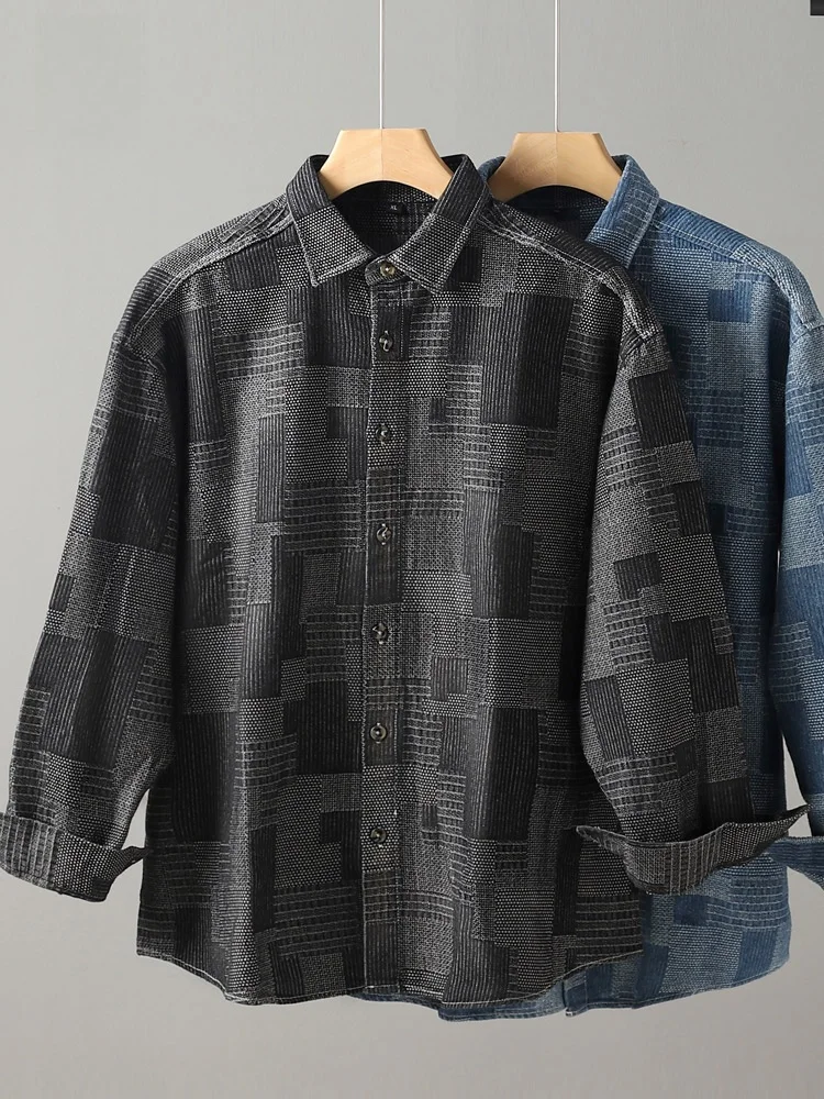 American Retro Denim Shirt Men's New Floral Embroidery Plaid Casual Youth Long Sleeve Collar Shirt Wear Resistant Loose Fit
American Retro Denim Shirt Men's New Floral Embroidery Plaid Casual Youth Long Sleeve Collar Shirt Wear Resistant Loose Fit