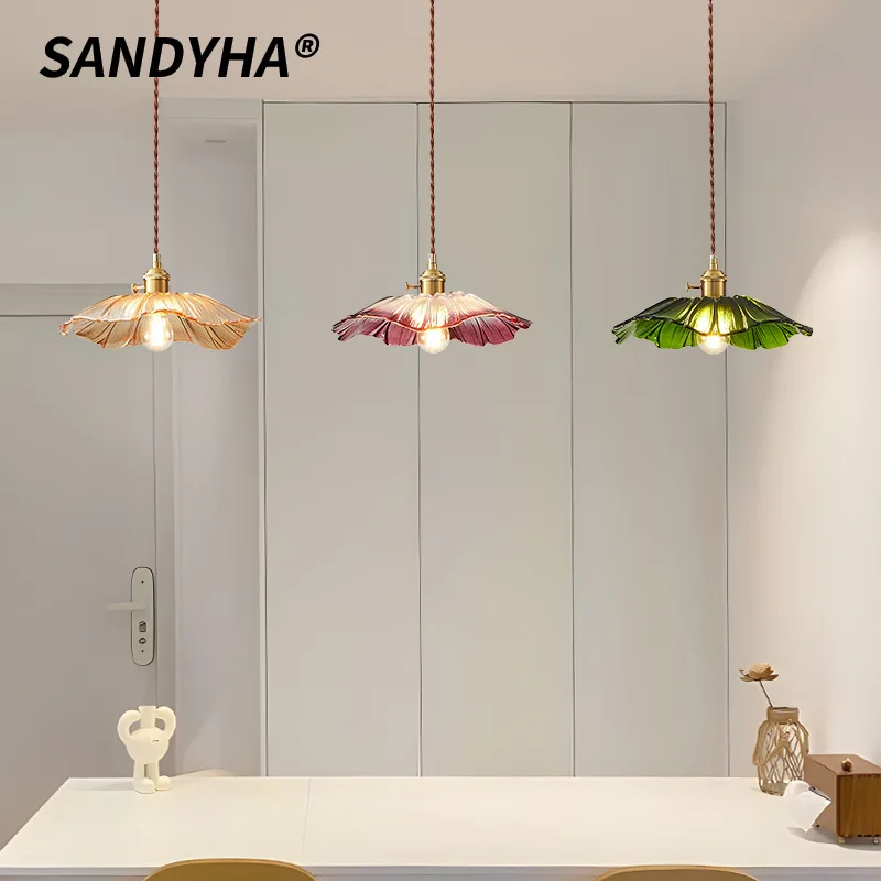 SANDYHA Nordic Simple Pendant Light Retro Floral Glass Chandelier for Bedroom Bedside Dining Room Bar Home Decor LED Lighting
SANDYHA Nordic Simple Pendant Light Retro Floral Glass Chandelier for Bedroom Bedside Dining Room Bar Home Decor LED Lighting