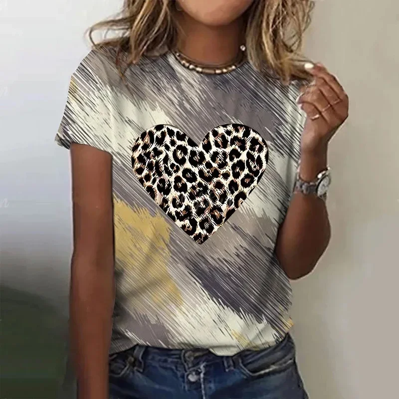 Модные леопардовые футболки с узором в виде сердца и 3D принтом, женская футболка с круглым вырезом и короткими рукавами Y2K, футболки в стиле Харадзюку, топы, женская одежда
Модные леопардовые футболки с узором в виде сердца и 3D принтом, женская футболка с круглым вырезом и короткими рукавами Y2K, футболки в стиле Харадзюку, топы, женская одежда