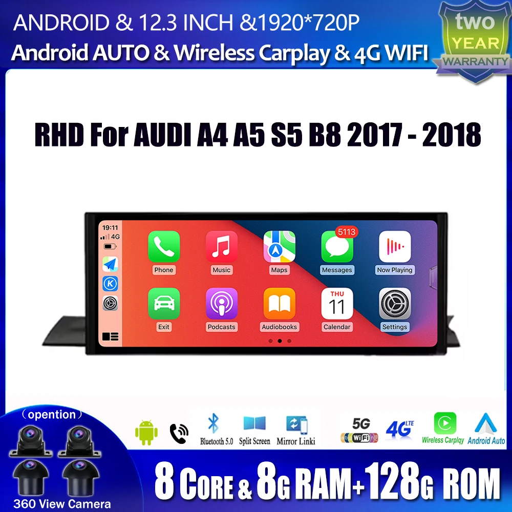 RHD 12.3” For AUDI A4 A5 S5 B8 2017 - 2018 Android 14 Touch Screen Car Carplay Monitor Stereo Speakers Radio Multimedia Player
RHD 12.3” For AUDI A4 A5 S5 B8 2017 - 2018 Android 14 Touch Screen Car Carplay Monitor Stereo Speakers Radio Multimedia Player