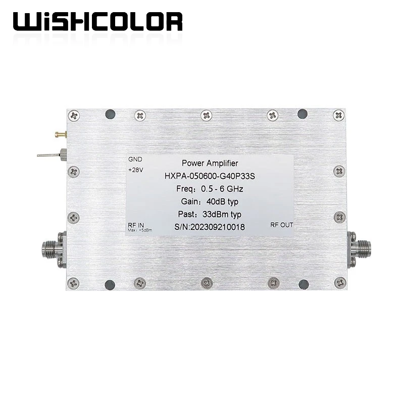 Wishcolor HXPA-050600-G40P33S 0.5-6GHz 2W Power Amplifier Power Amp with 40dB Gain and Stainless Steel SMA
Wishcolor HXPA-050600-G40P33S 0.5-6GHz 2W Power Amplifier Power Amp with 40dB Gain and Stainless Steel SMA