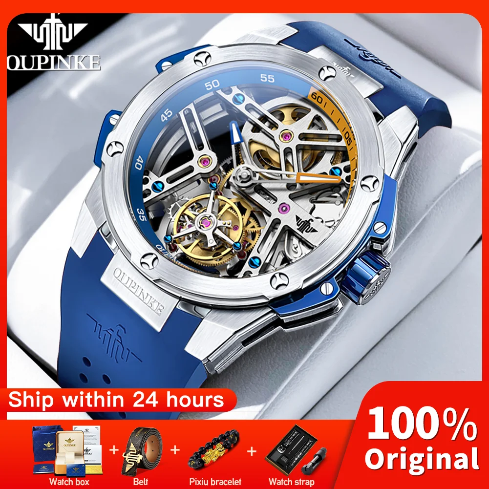 OUPINKE 8003 Mens Watch Original Luxury Brand Tourbillon Skeleton Automatic Movement Mechanical Watch Silicon Strap Men Gifts
OUPINKE 8003 Mens Watch Original Luxury Brand Tourbillon Skeleton Automatic Movement Mechanical Watch Silicon Strap Men Gifts