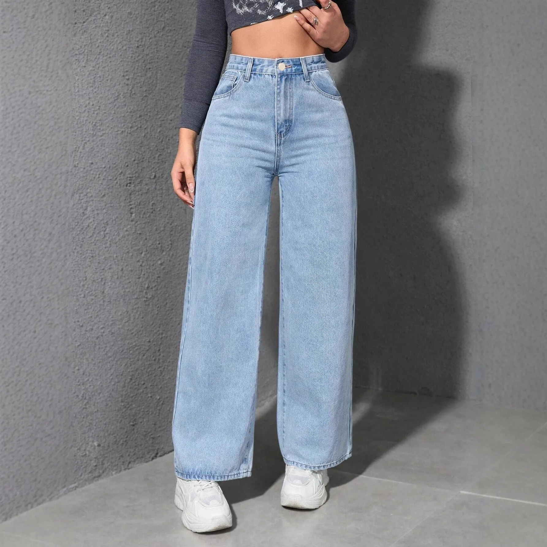Streetwear Jeans High Waist Denim Pants Light Blue Straight Leg Denim Jeans Black Five Pocket Jeans Pants Wide Leg Raw Hem
Streetwear Jeans High Waist Denim Pants Light Blue Straight Leg Denim Jeans Black Five Pocket Jeans Pants Wide Leg Raw Hem