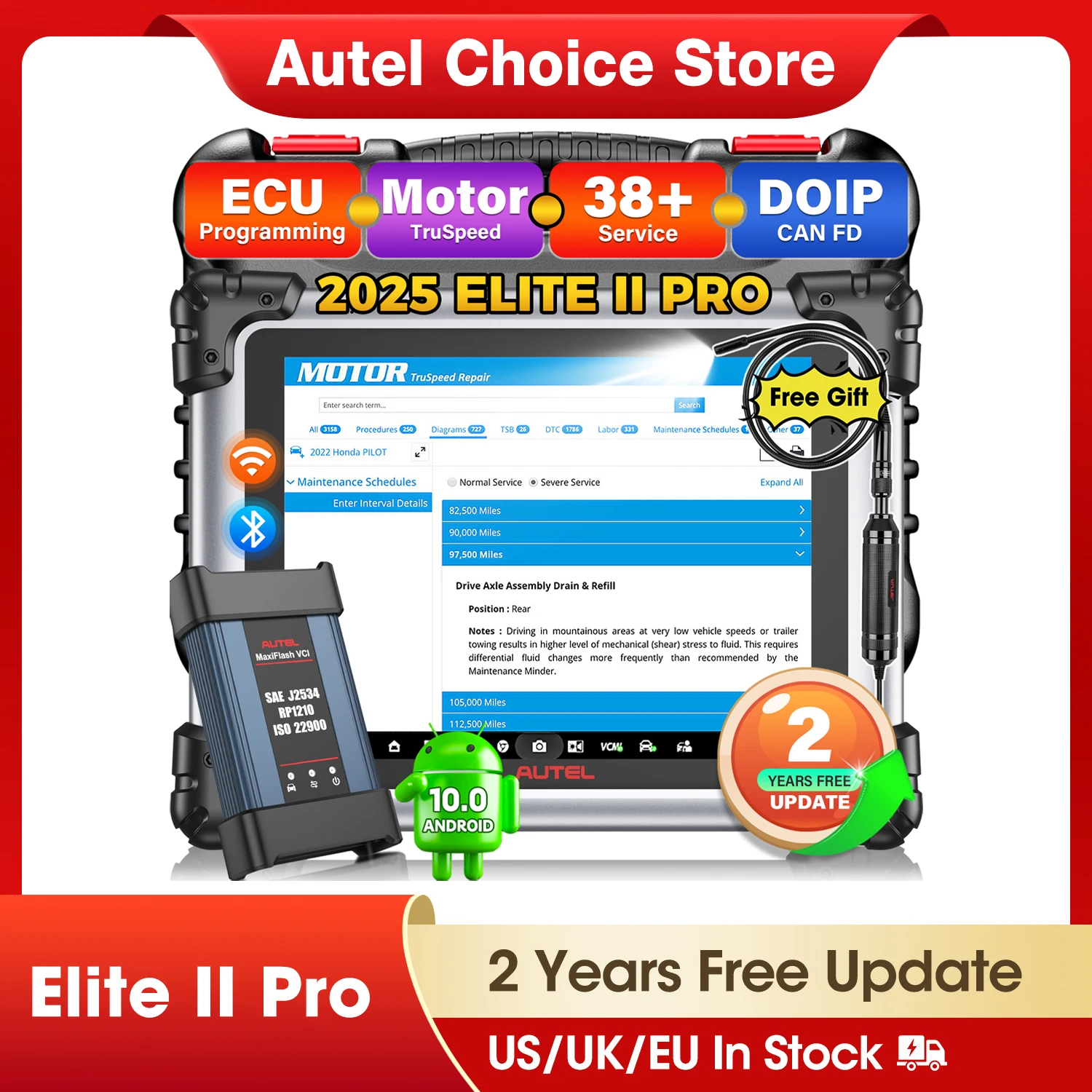 Autel Maxisys Elite II Pro Инструмент диагностики автомобилей J2534 Программирование ECU Мотор кодирования ECU TruSpeed CAN FD/DoIP PK MK908P Elite 2
Autel Maxisys Elite II Pro Инструмент диагностики автомобилей J2534 Программирование ECU Мотор кодирования ECU TruSpeed CAN FD/DoIP PK MK908P Elite 2