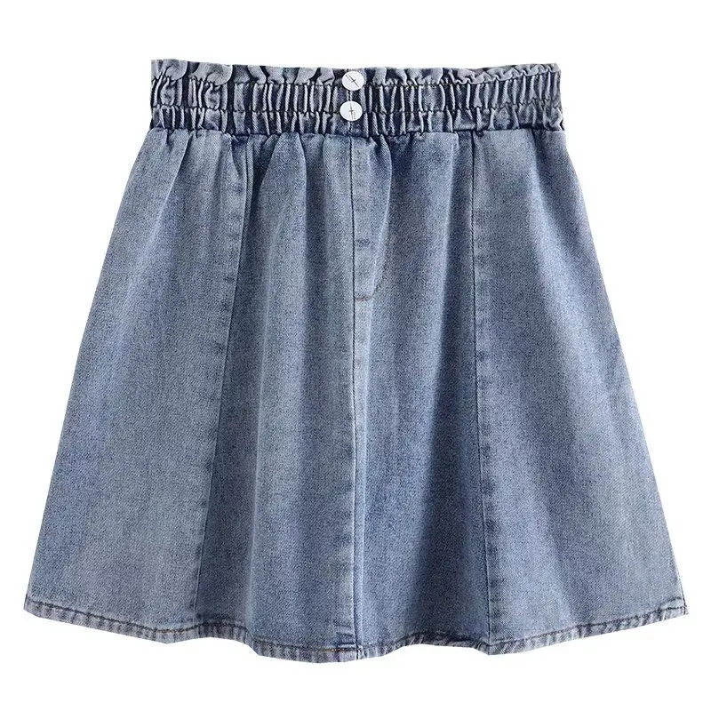 Fashion Female Denim Mini Skirts Summer Women's Clothing All-match Elastic High Waist Solid Color Loose A-Line Mini Skirts Q336
Fashion Female Denim Mini Skirts Summer Women's Clothing All-match Elastic High Waist Solid Color Loose A-Line Mini Skirts Q336