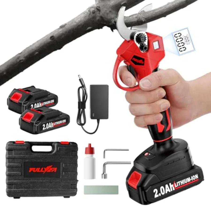 Electric Pruning Shears 1.4" Cutting Diameter Electric Pruner with LCD Display&2Pcs 2.0Ah Rechargeable Battery Brushless Motor
Electric Pruning Shears 1.4" Cutting Diameter Electric Pruner with LCD Display&2Pcs 2.0Ah Rechargeable Battery Brushless Motor