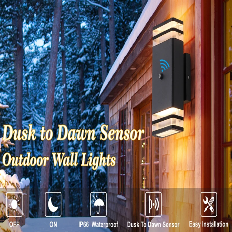 Dusk to Dawn Outdoor Wall Lights, Matte Black Outdoor Lights IP65 Warm White Waterproof Modern LED Wall Sconce for Garage Porch
Dusk to Dawn Outdoor Wall Lights, Matte Black Outdoor Lights IP65 Warm White Waterproof Modern LED Wall Sconce for Garage Porch
