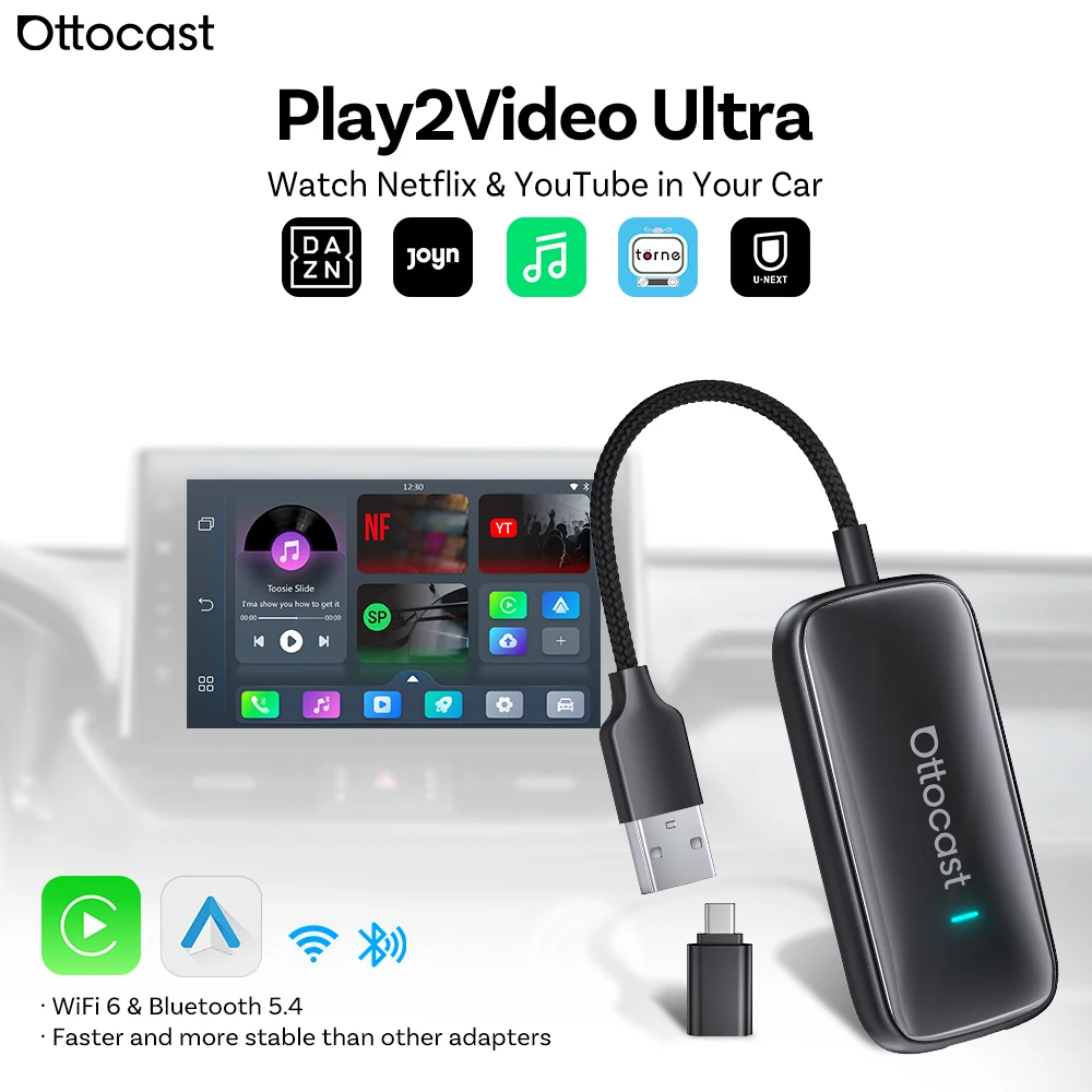 Ottocast Play2video Ultra Carplay Wireless Box — беспроводной адаптер Carplay и Android Auto 3-в-1, с поддержкой Netflix, двойной Wi-Fi, для Toyota
Ottocast Play2video Ultra Carplay Wireless Box — беспроводной адаптер Carplay и Android Auto 3-в-1, с поддержкой Netflix, двойной Wi-Fi, для Toyota
