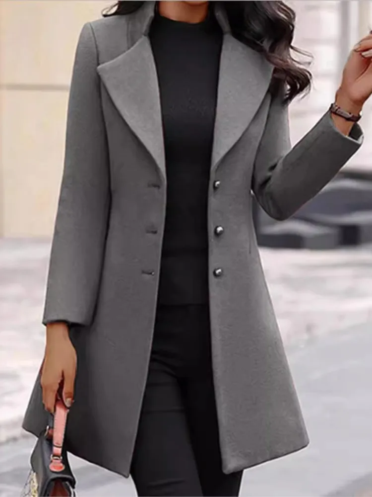 Autumn Winter Korean Version Slim Medium And Long Tweed Coat Women's Elegant Style Simple Commuting Solid Color Lapel Long Coat
Autumn Winter Korean Version Slim Medium And Long Tweed Coat Women's Elegant Style Simple Commuting Solid Color Lapel Long Coat