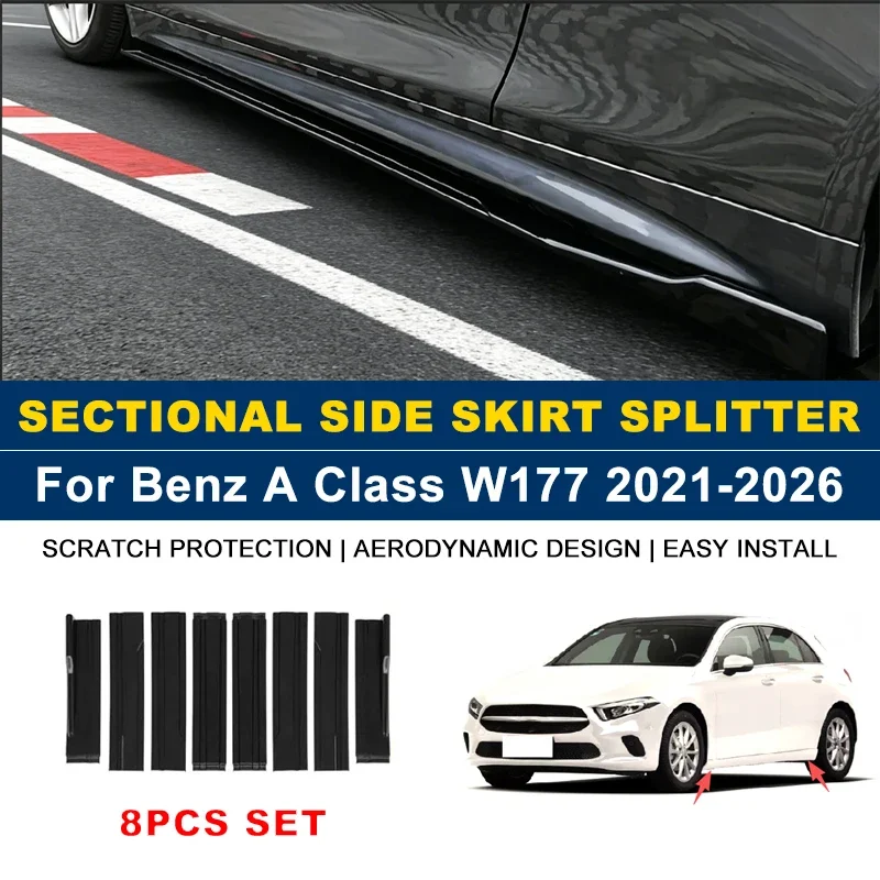 2m Sectional Side Skirt Extension Lips Side Spoiler, Car Exterior Modified Upgrade Kit For Mercedes Benz A Class W177 2021-2026
2m Sectional Side Skirt Extension Lips Side Spoiler, Car Exterior Modified Upgrade Kit For Mercedes Benz A Class W177 2021-2026