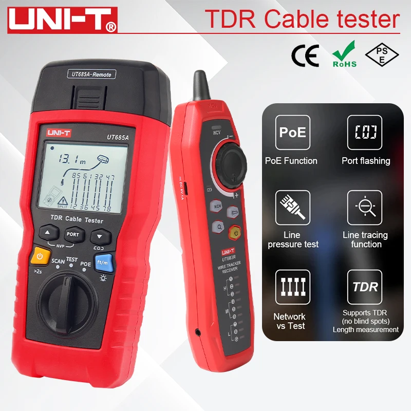 UNI-T UT685A Kit TDR Cable Tester POE Twisted Pair Locator Length Sequence Detector Wire Tracker for RJ45 RJ11 Line Finder
UNI-T UT685A Kit TDR Cable Tester POE Twisted Pair Locator Length Sequence Detector Wire Tracker for RJ45 RJ11 Line Finder