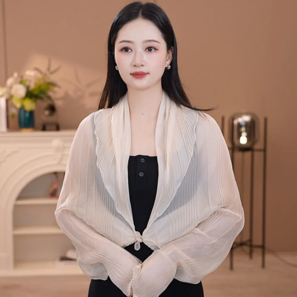 Solid Color Sun Protection Top Round Neck Thin Fabric Chiffon Tops Sheer Texture Polyester Material Long Sleeve Cover Up Cycling
Solid Color Sun Protection Top Round Neck Thin Fabric Chiffon Tops Sheer Texture Polyester Material Long Sleeve Cover Up Cycling
