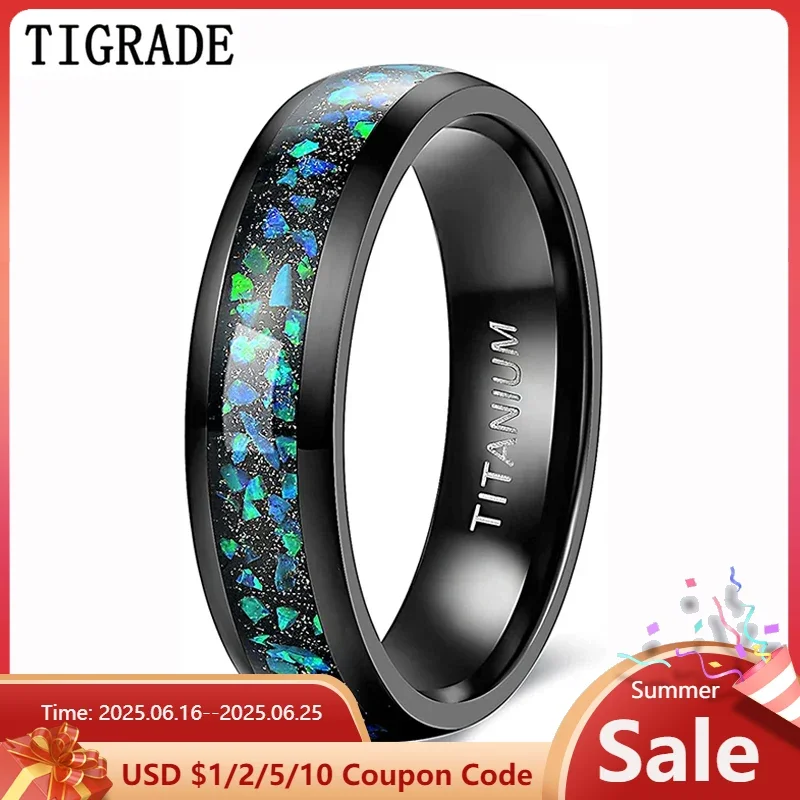 TIGRADE 6MM 8MM Black Titanium Ring with Opal Inlay for Men Women Dome Polished Wedding Ring Size 6-13
TIGRADE 6MM 8MM Black Titanium Ring with Opal Inlay for Men Women Dome Polished Wedding Ring Size 6-13