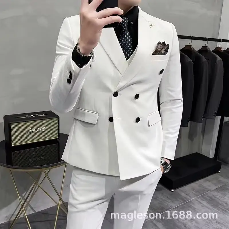 ( Blazers + Pants ) Boutique Fashion Solid Color Double-breasted Men's Casual Business Slim Suit 2-piece Set Groom Wedding Dress
( Blazers + Pants ) Boutique Fashion Solid Color Double-breasted Men's Casual Business Slim Suit 2-piece Set Groom Wedding Dress