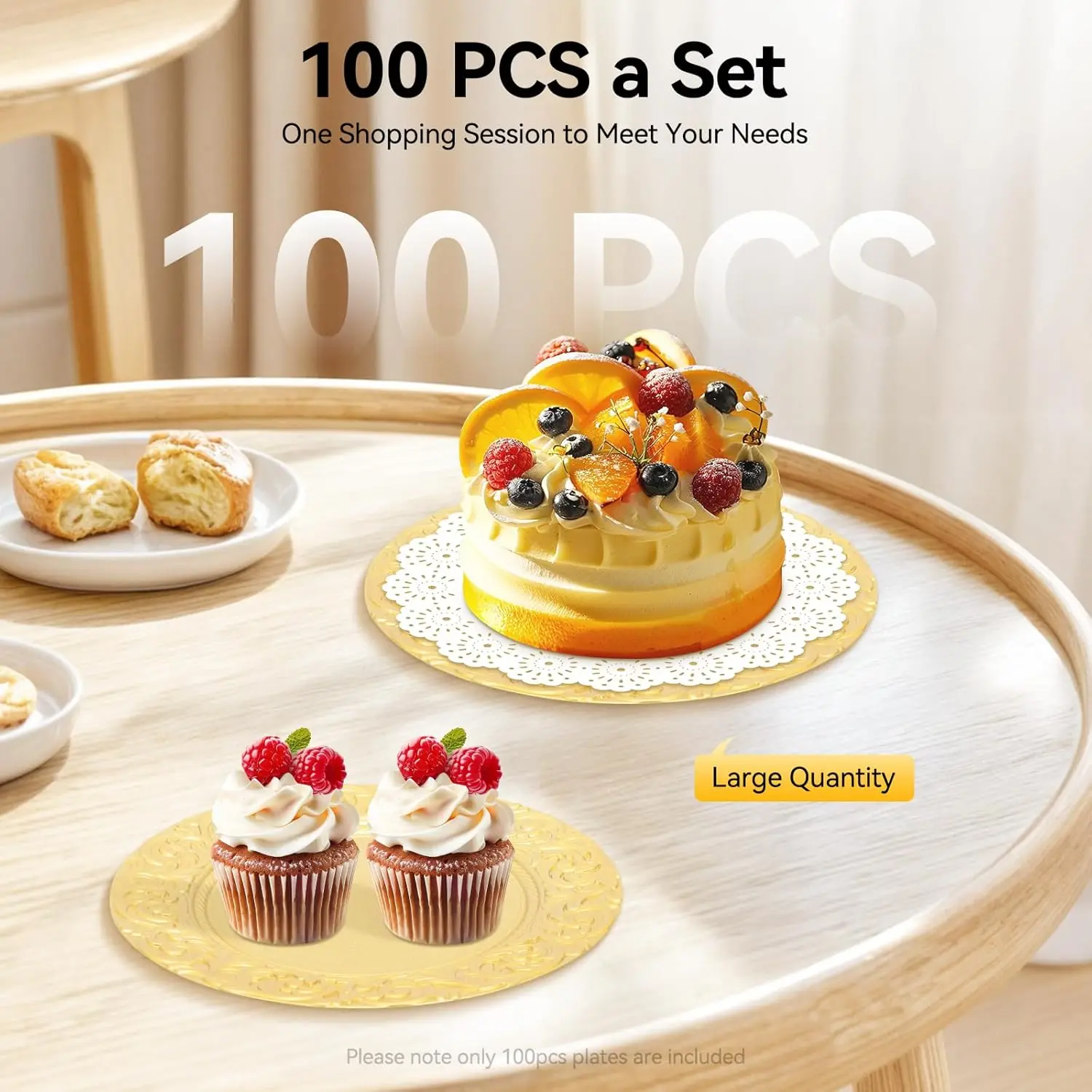 100 Pcs Gold Round Charger Plates Bulk, 13 Inch Plastic Embossed Dinner Plate for Table Setting Wedding Party (Gold)
100 Pcs Gold Round Charger Plates Bulk, 13 Inch Plastic Embossed Dinner Plate for Table Setting Wedding Party (Gold)