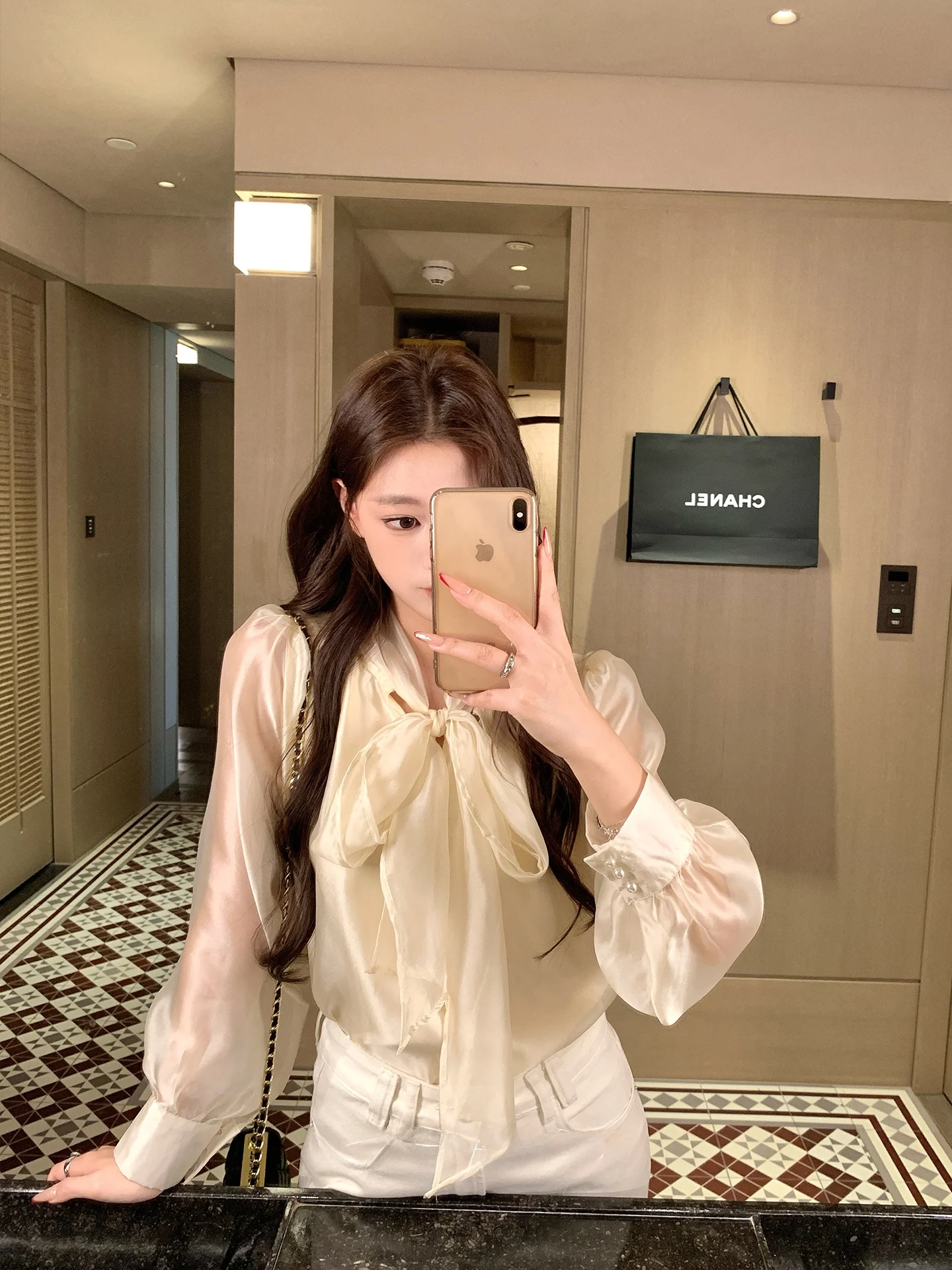 Elegant Commute Pure Color Mesh Knot Sash Bubble Sleeve Shirt Breathable Korean Style Women's Fashion Shirt
Elegant Commute Pure Color Mesh Knot Sash Bubble Sleeve Shirt Breathable Korean Style Women's Fashion Shirt