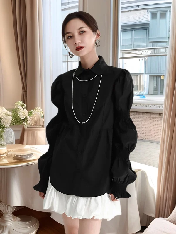 Loose Long Sleeve Women's Shirt Fashionable Autumn Winter Bubble Sleeve Petal Sleeve Slimming Cotton Blend Blouse
Loose Long Sleeve Women's Shirt Fashionable Autumn Winter Bubble Sleeve Petal Sleeve Slimming Cotton Blend Blouse