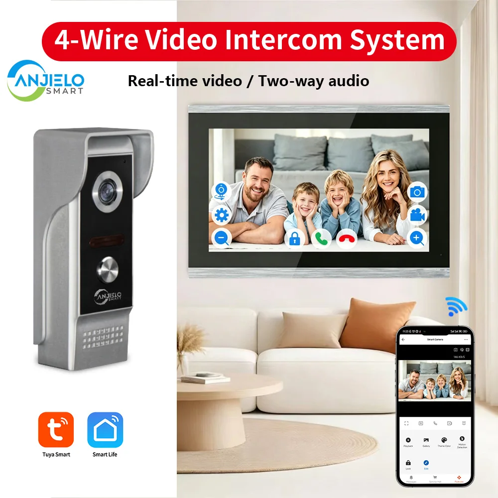 ANJIELO Tuya 4-Wire Video Intercom Doorbell 1080P Indoor Station with IC Card & Password Unlock 7/10.1 Inch Touchscreen
ANJIELO Tuya 4-Wire Video Intercom Doorbell 1080P Indoor Station with IC Card & Password Unlock 7/10.1 Inch Touchscreen