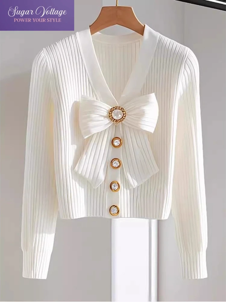 Autumn Vintage Luxury Fashion Knit Soft Sweater Women Slim Fit Long Sleeve V-Neck Bow Button Cardigan Casual Retro Elegant Tops
Autumn Vintage Luxury Fashion Knit Soft Sweater Women Slim Fit Long Sleeve V-Neck Bow Button Cardigan Casual Retro Elegant Tops