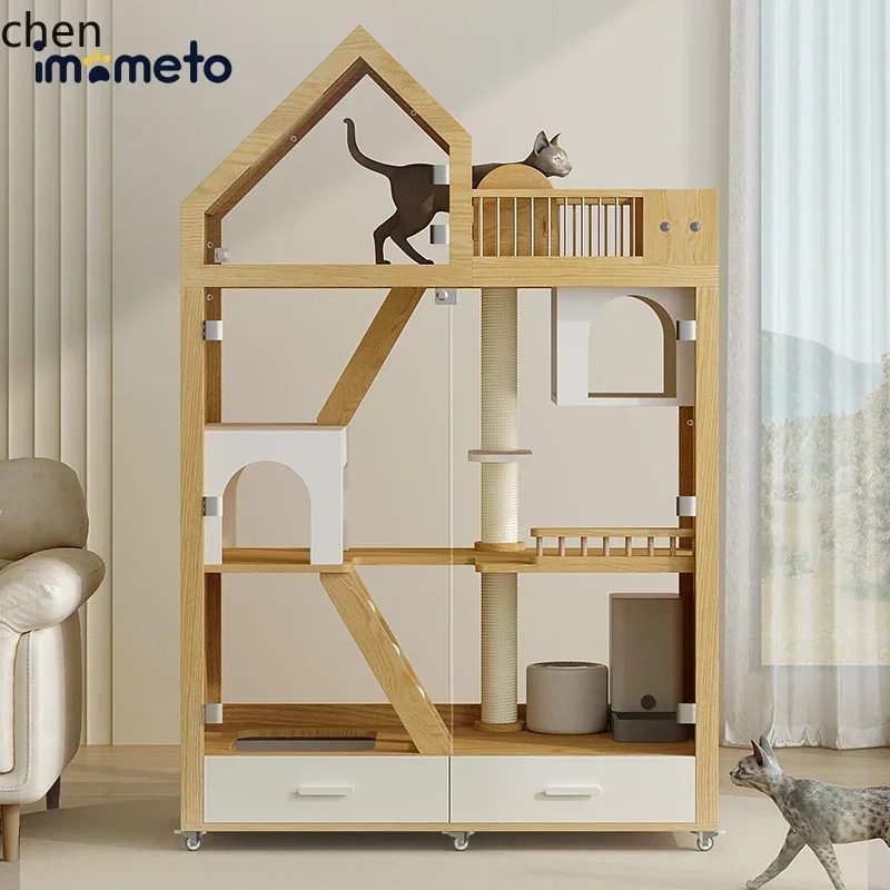 b11-7.1 panoramic cat villa solid wood household cat toilet integrated nest cage
b11-7.1 panoramic cat villa solid wood household cat toilet integrated nest cage