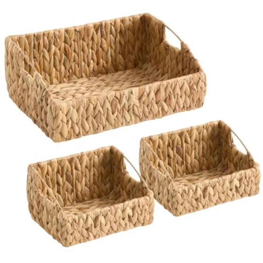 Water Hyacinth Storage Baskets Handwoven Wicker Bins with Built-in Handles Decorative Natural Organizer for Shelves, Pantry, Cl
Water Hyacinth Storage Baskets Handwoven Wicker Bins with Built-in Handles Decorative Natural Organizer for Shelves, Pantry, Cl