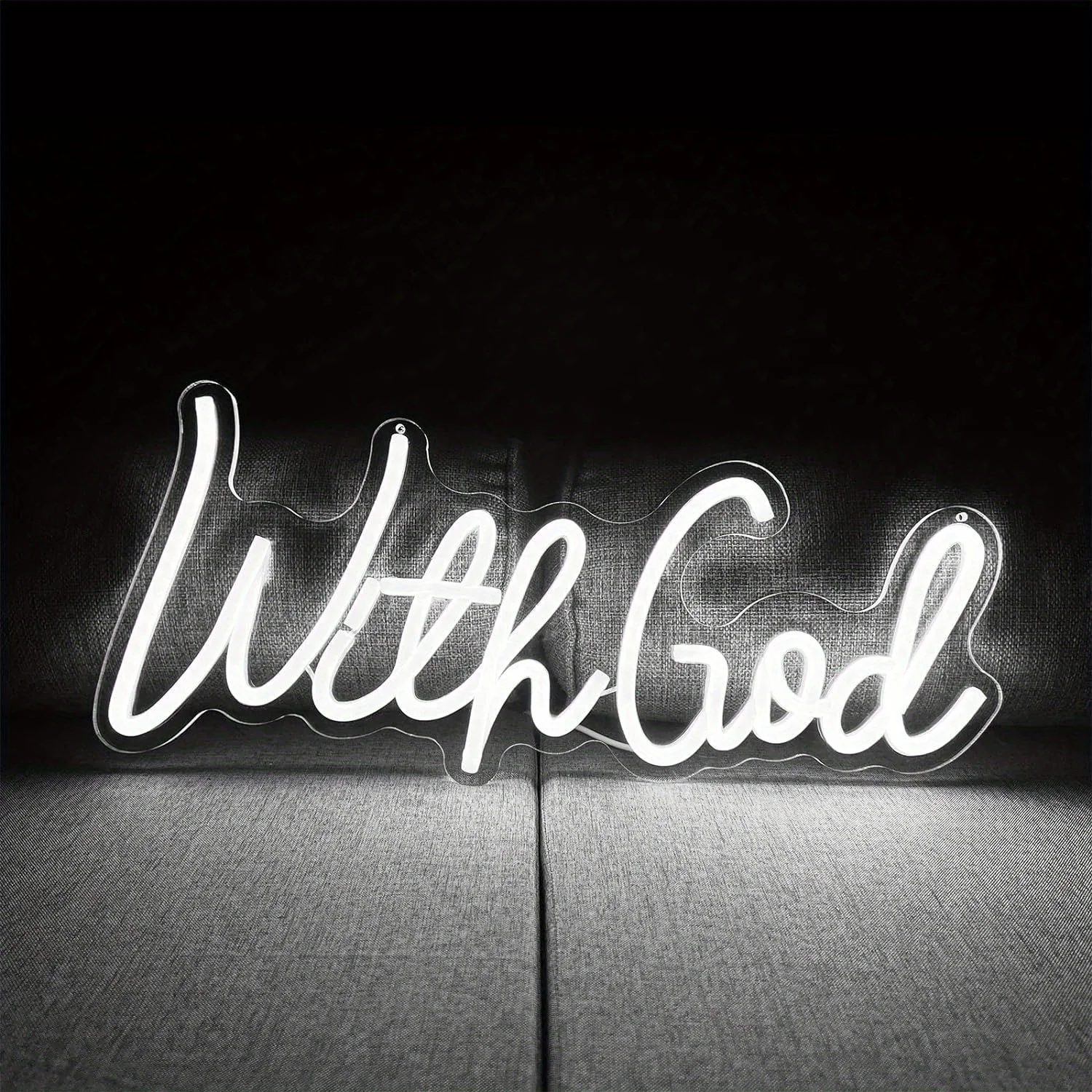 With God neon sign, USB powered with dimmable switch, white neon living room, home, office, church inspirational words
With God neon sign, USB powered with dimmable switch, white neon living room, home, office, church inspirational words