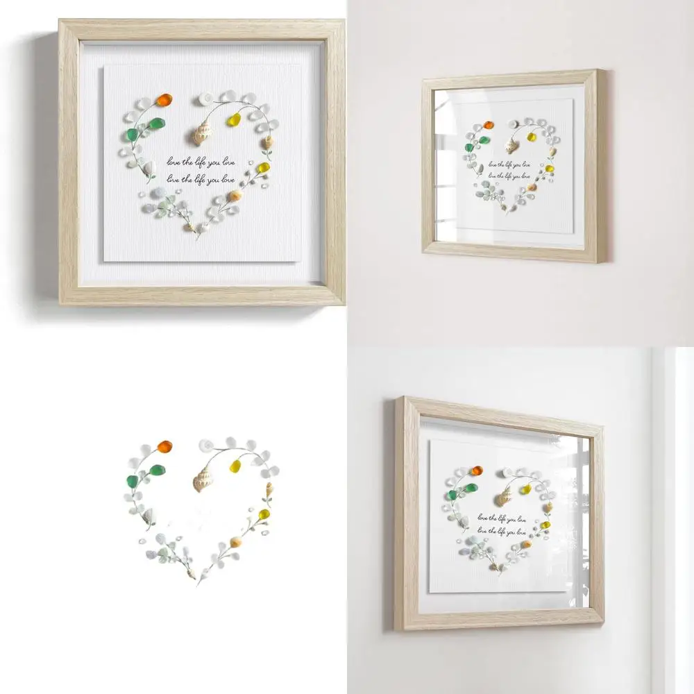 Настенное искусство из морского стекла размером 8x8 дюймов: в форме сердца, ручная работа, ракушки и галька в деревянной раме
Настенное искусство из морского стекла размером 8x8 дюймов: в форме сердца, ручная работа, ракушки и галька в деревянной раме