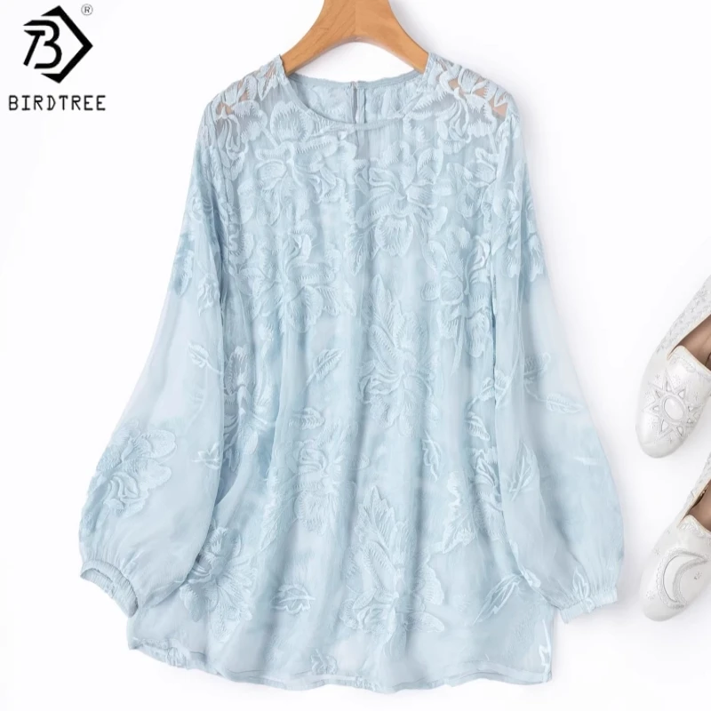 Birdtree, 100% Real Silk Embroidery Blouse, Georgette Sheer Shirt, Women's Sun-proof Full Sleeve Smock, 2026 Summer New T64414JF
Birdtree, 100% Real Silk Embroidery Blouse, Georgette Sheer Shirt, Women's Sun-proof Full Sleeve Smock, 2026 Summer New T64414JF