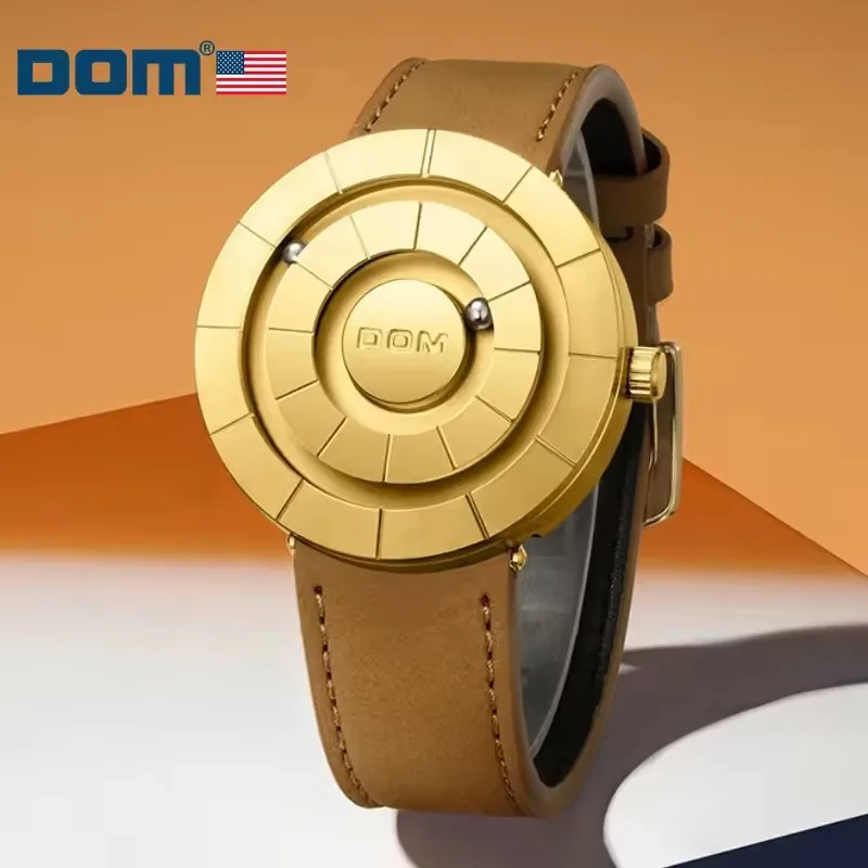 DOM 1753 New Men's Fashion Quartz Watch Creative Design Magnetic Ball Waterproof Gold Dial Leather Strap Casual Men's Watch Gift
DOM 1753 New Men's Fashion Quartz Watch Creative Design Magnetic Ball Waterproof Gold Dial Leather Strap Casual Men's Watch Gift
