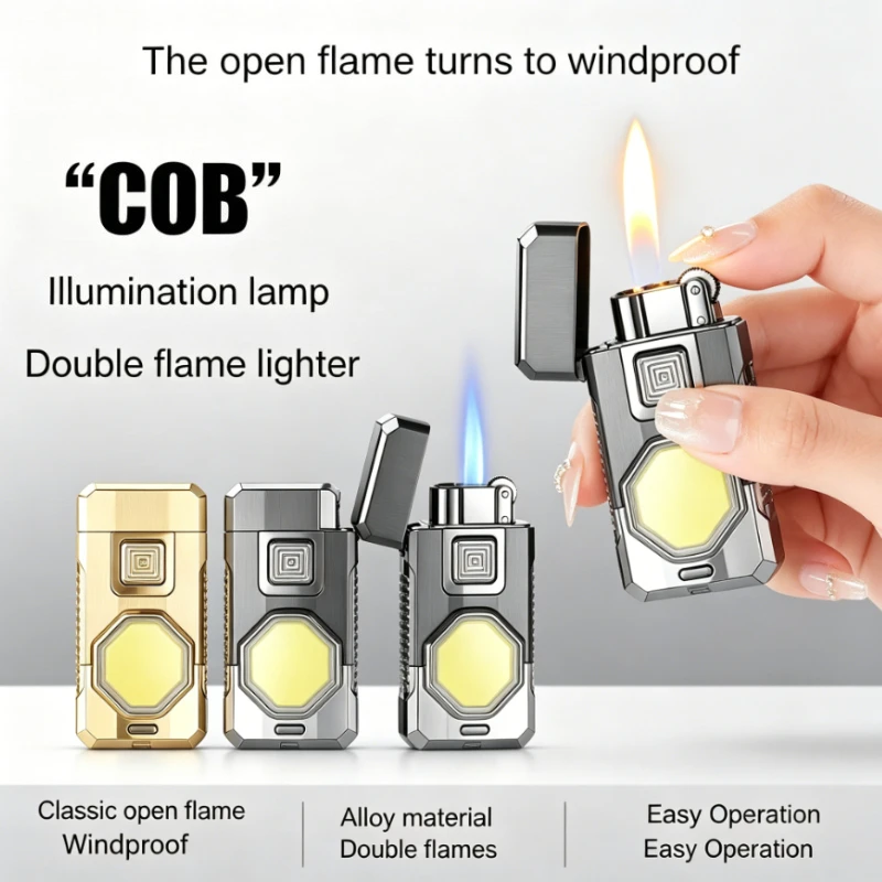 New Creative Convertible Flame Gas Lighter, Built-in COB Lighting Function, Solid Metal Construction, Cool Daily Tool
New Creative Convertible Flame Gas Lighter, Built-in COB Lighting Function, Solid Metal Construction, Cool Daily Tool