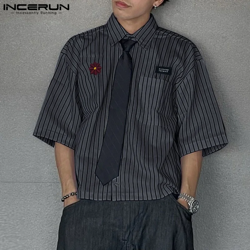 INCERUN Men Striped Shirt Lapel Half Sleeve Oversize Pockets Casual Men Clothing Streetwear Summer 2025 Fashion Shirts S-5XL
INCERUN Men Striped Shirt Lapel Half Sleeve Oversize Pockets Casual Men Clothing Streetwear Summer 2025 Fashion Shirts S-5XL