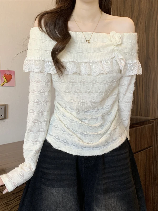 Sweet Lace Splice Long Sve T-irt Women's Early Spring 2026 New Versatile oulder Bared Elegance Top Cotton Casual Wear
Sweet Lace Splice Long Sve T-irt Women's Early Spring 2026 New Versatile oulder Bared Elegance Top Cotton Casual Wear