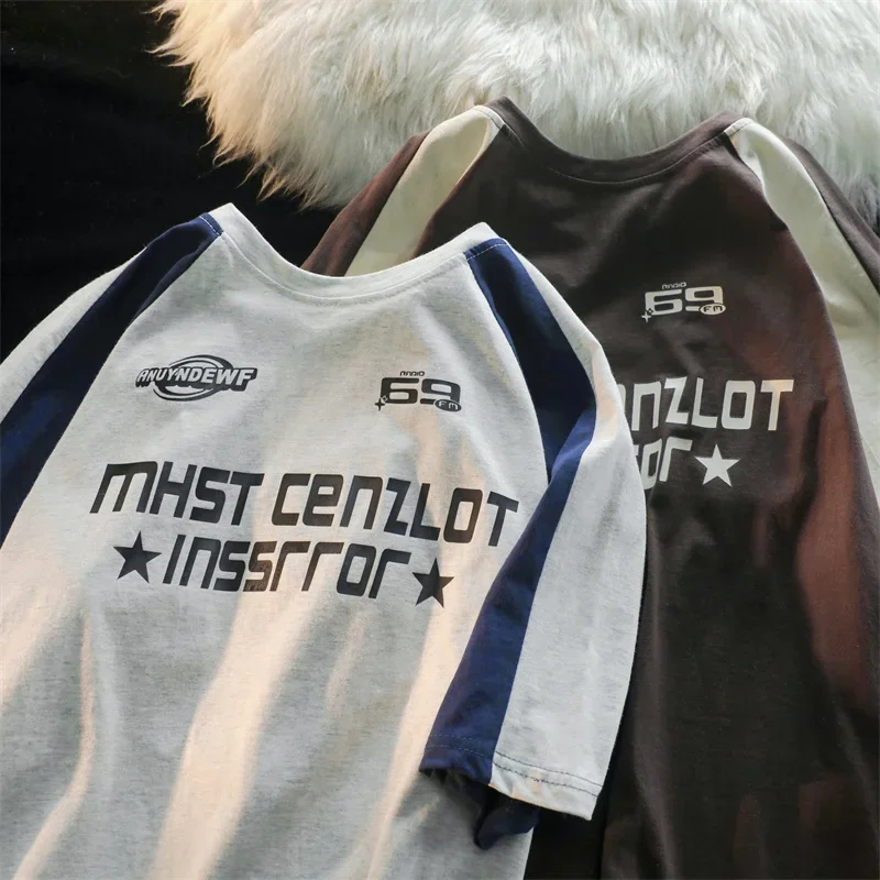 Cotton color matching printed short sleeved T-shirt men American retro tide brand motorcycle clothing Japanese couple loose top
Cotton color matching printed short sleeved T-shirt men American retro tide brand motorcycle clothing Japanese couple loose top