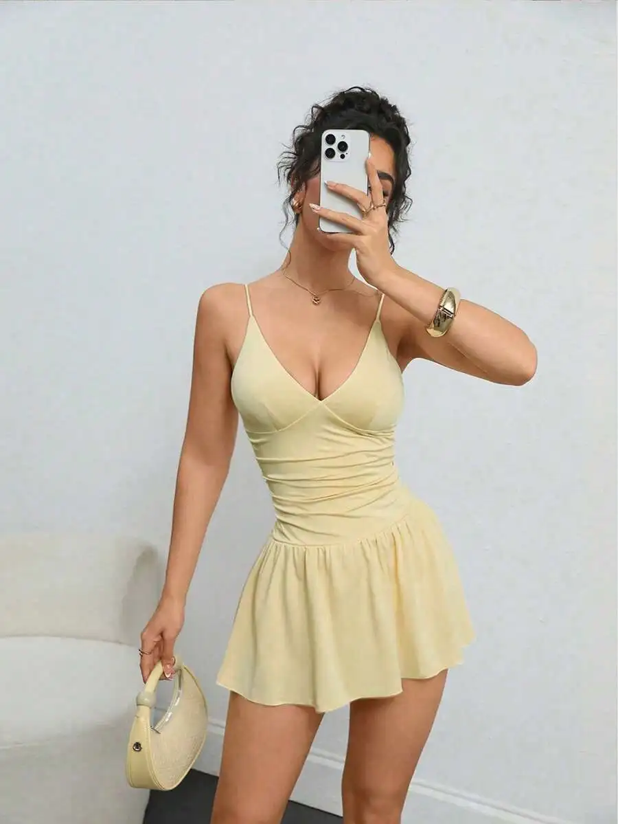 Women Solid Color Knit Mini Dress With Safety Shorts Casual Sexy Holiday Street Summer
Women Solid Color Knit Mini Dress With Safety Shorts Casual Sexy Holiday Street Summer