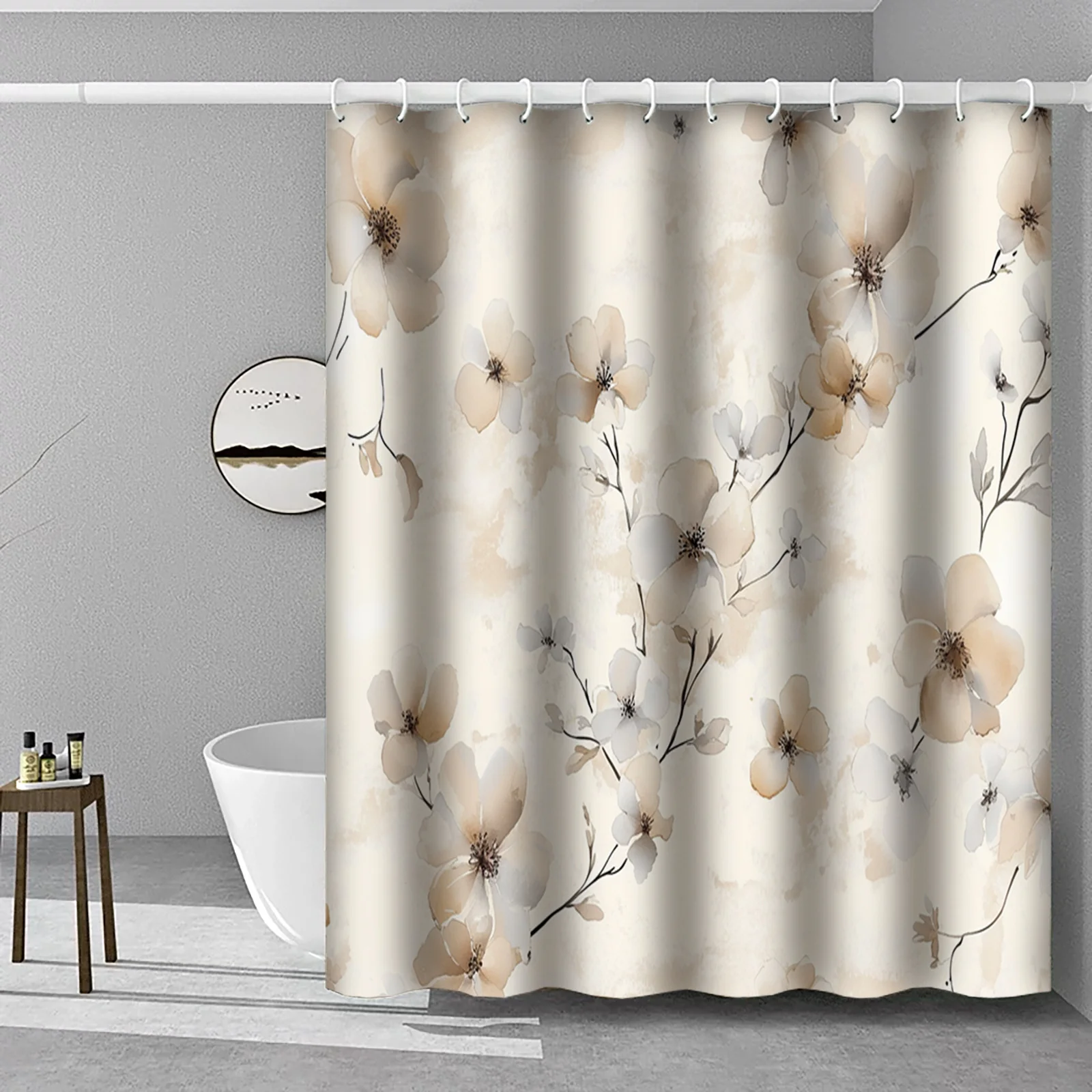 1pc High Quality Floral Watercolor Shower Curtain - Beige and Honey Wheat Yellow Forest Theme, Machine Washable with Hooks
1pc High Quality Floral Watercolor Shower Curtain - Beige and Honey Wheat Yellow Forest Theme, Machine Washable with Hooks