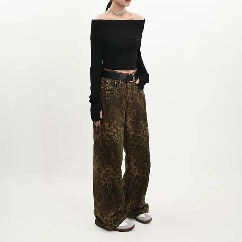 All season women's denim leopard-print straight-leg slacks yiban Wide-leg denim pants with floor-length pants buy for women
All season women's denim leopard-print straight-leg slacks yiban Wide-leg denim pants with floor-length pants buy for women