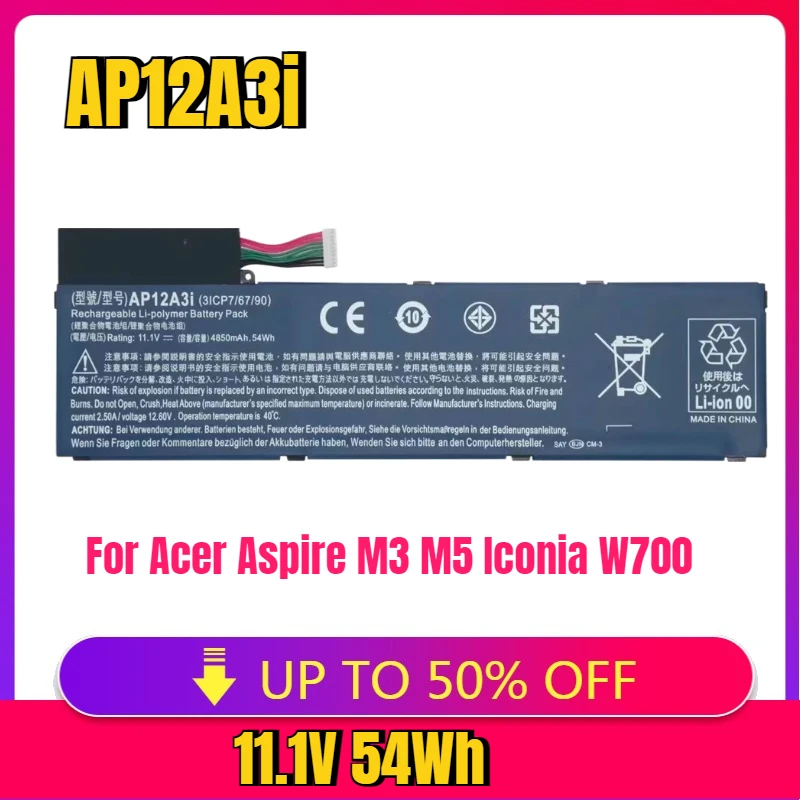 New AP12A3i AP12A4i 11.1V 4850mAh 54Wh Laptop Battery For Acer Aspire M3 M5 Iconia W700 Timeline U M3-581TG U M5-481TG AP12A3I
New AP12A3i AP12A4i 11.1V 4850mAh 54Wh Laptop Battery For Acer Aspire M3 M5 Iconia W700 Timeline U M3-581TG U M5-481TG AP12A3I