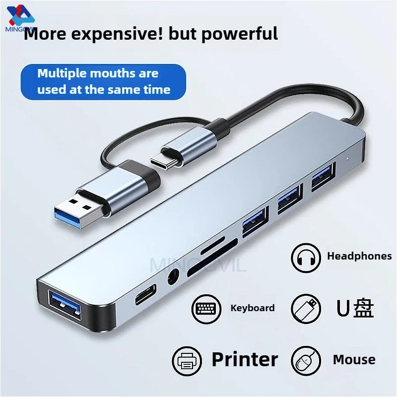 Концентратор MINGCVIL 8 в 2USB-C с устройством чтения карт SD/TF 3,0, многопортовый адаптер для ноутбука, планшета, телефона, док-станции TypeC для офиса
Концентратор MINGCVIL 8 в 2USB-C с устройством чтения карт SD/TF 3,0, многопортовый адаптер для ноутбука, планшета, телефона, док-станции TypeC для офиса