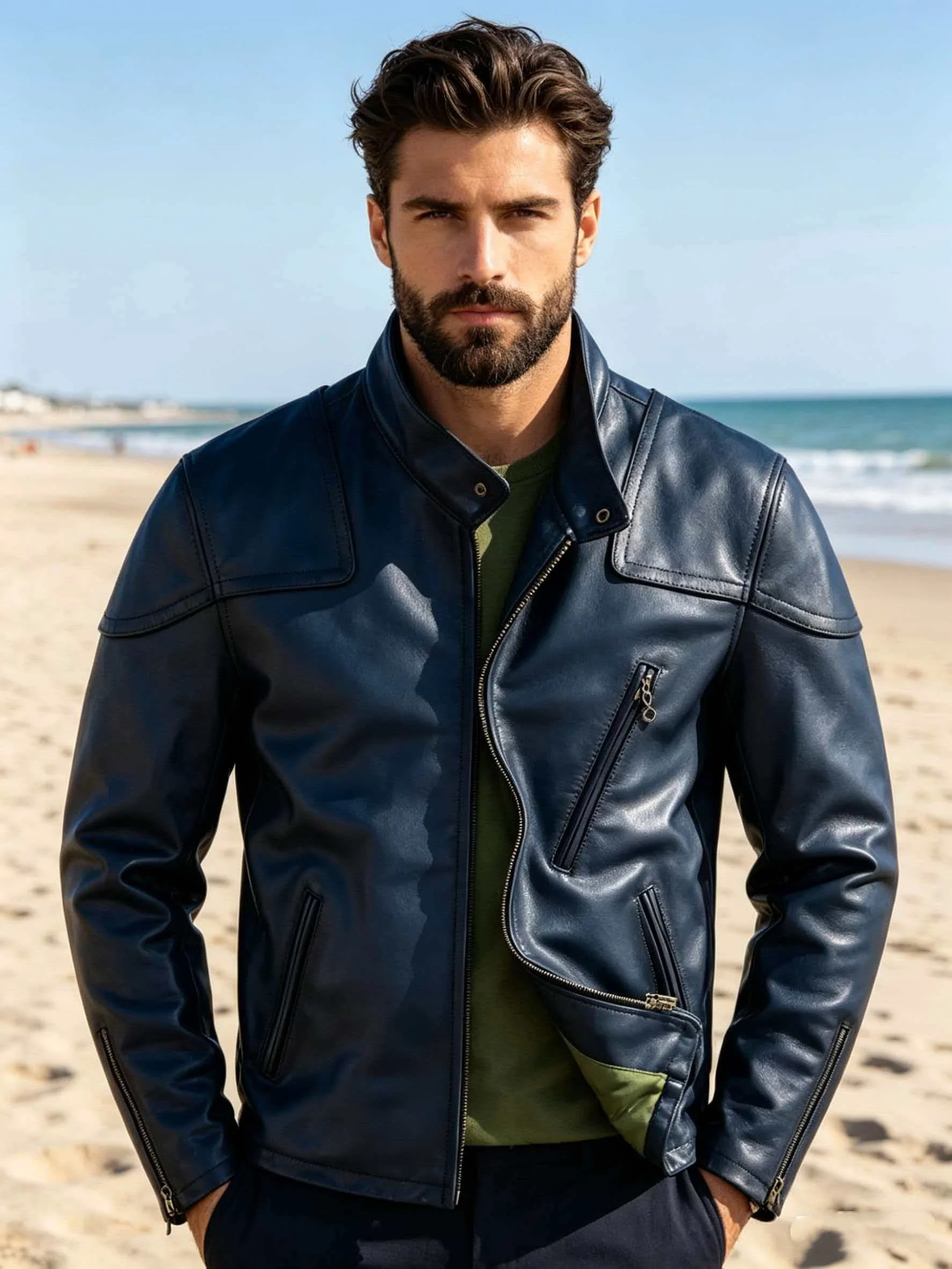 Dark Blue Autumn Leather Jacket Men Vintage Style Plus Size 5XL Genuine Natural Cowhide Stand Collar Slim Fit Sports Coat
Dark Blue Autumn Leather Jacket Men Vintage Style Plus Size 5XL Genuine Natural Cowhide Stand Collar Slim Fit Sports Coat