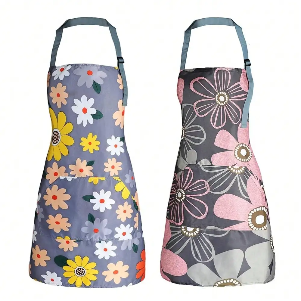 Apron For Women With Pockets, Adjustable Waterproof Floral Chef Aprons For Kitchen, Gardening, CooFKing, BBQ Or BaFKing,2
Apron For Women With Pockets, Adjustable Waterproof Floral Chef Aprons For Kitchen, Gardening, CooFKing, BBQ Or BaFKing,2