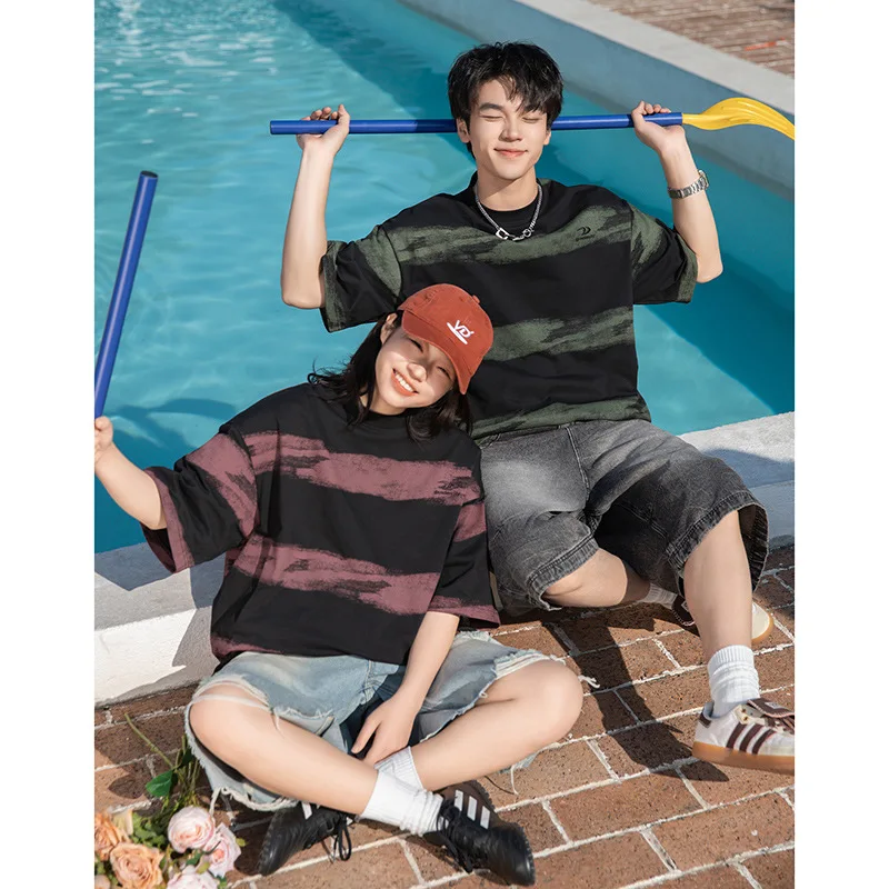 American Retro Tie Dye Color Block Stripe Short Sleeve Men's T Shirt Summer Trendy Loose Letter Embroidery Half Sleeve Body T...
American Retro Tie Dye Color Block Stripe Short Sleeve Men's T Shirt Summer Trendy Loose Letter Embroidery Half Sleeve Body T...