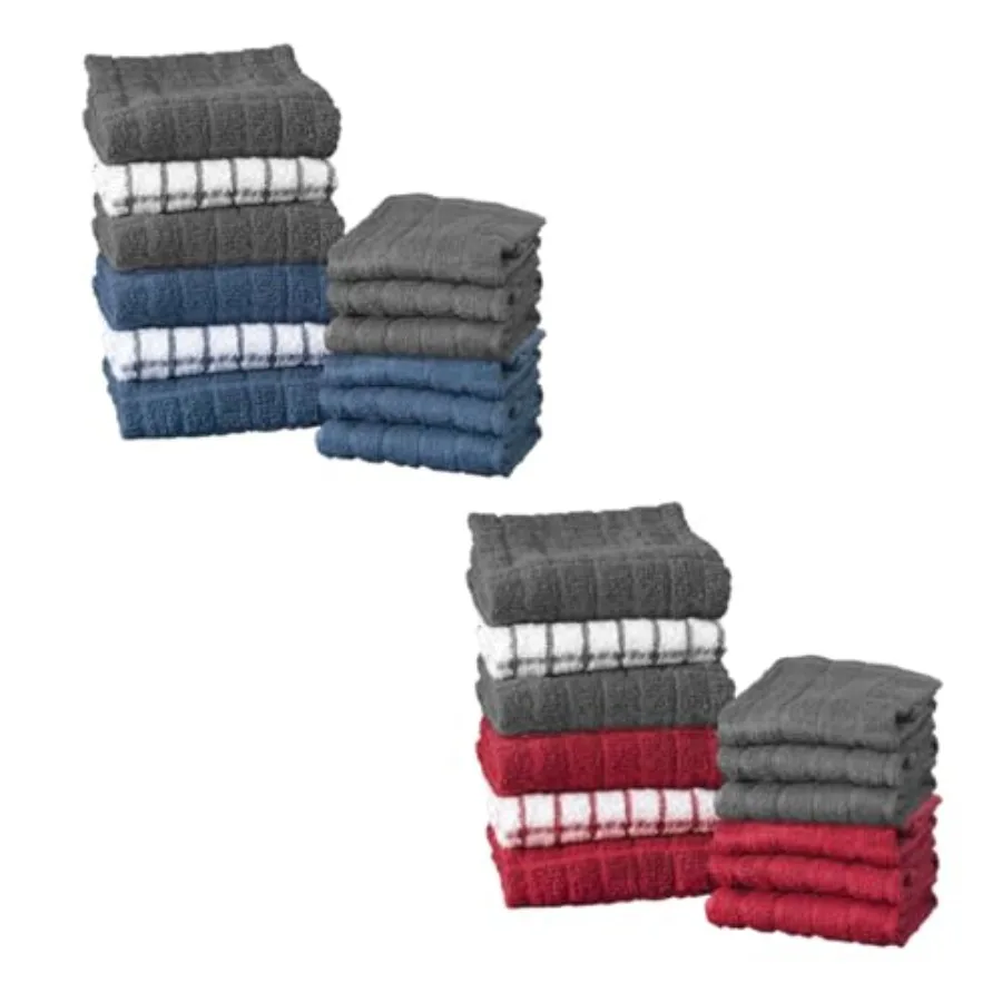 Premium Kitchen Towel and Dish Cloth Value Bundle: Highly Absorbent Super Soft Long-Lasting Cotton Checked and Solid Hand Towel
Premium Kitchen Towel and Dish Cloth Value Bundle: Highly Absorbent Super Soft Long-Lasting Cotton Checked and Solid Hand Towel