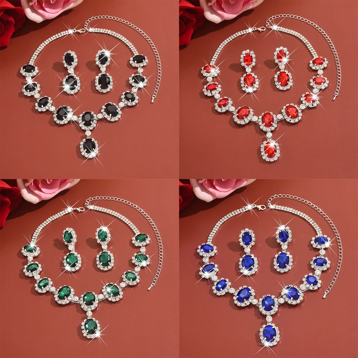Full Crystal Oval Jewelry Set for Women Banquet Minimalist Necklace Earrings Set Wedding Anniversary Jewelry Accessories Gifts
Full Crystal Oval Jewelry Set for Women Banquet Minimalist Necklace Earrings Set Wedding Anniversary Jewelry Accessories Gifts