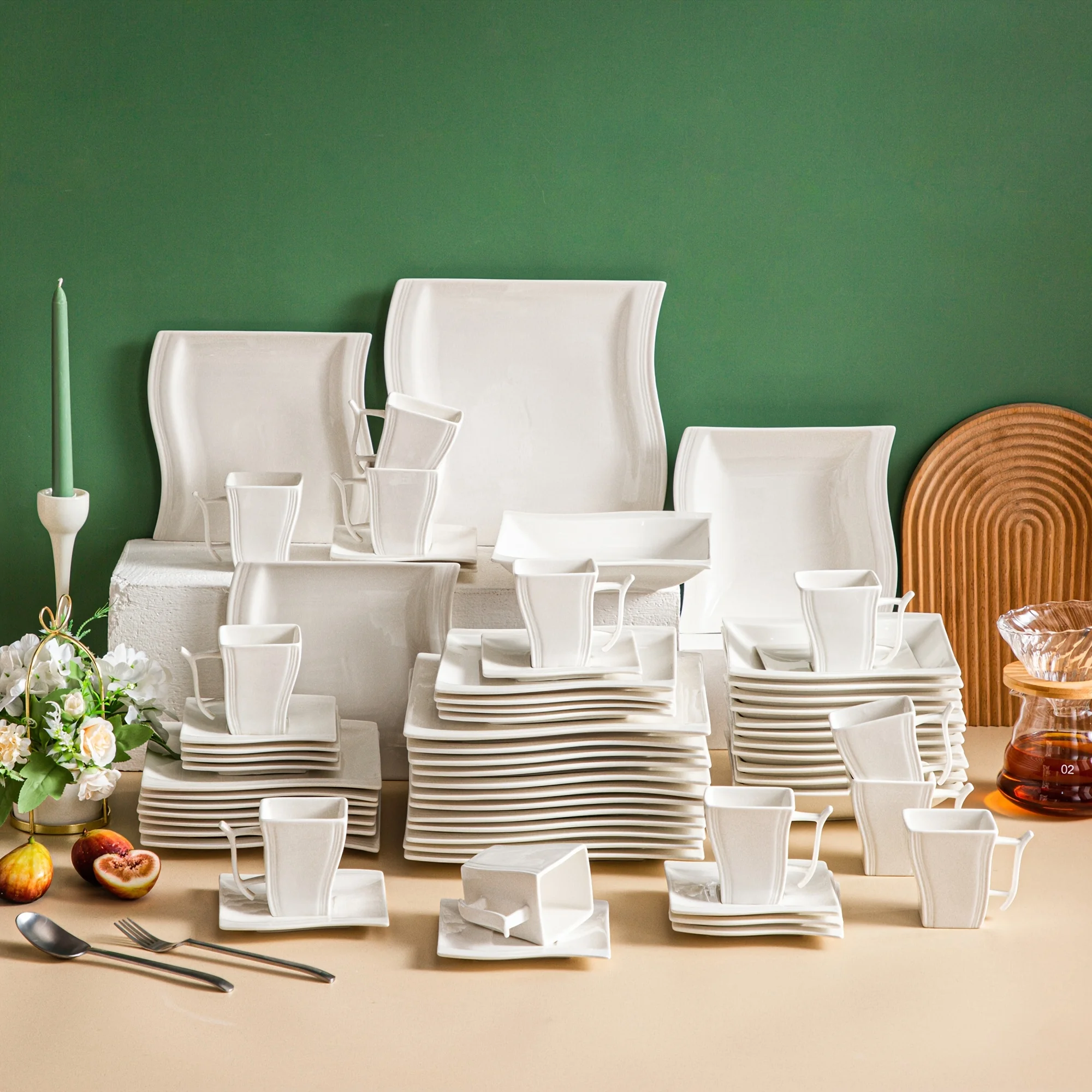 Ivory White Dinnerware Set, 60pcs Porcelain Dinnerware Sets, Modern Square Dinner Set Plates And Bowls for Dessert, Salad And Pa
Ivory White Dinnerware Set, 60pcs Porcelain Dinnerware Sets, Modern Square Dinner Set Plates And Bowls for Dessert, Salad And Pa
