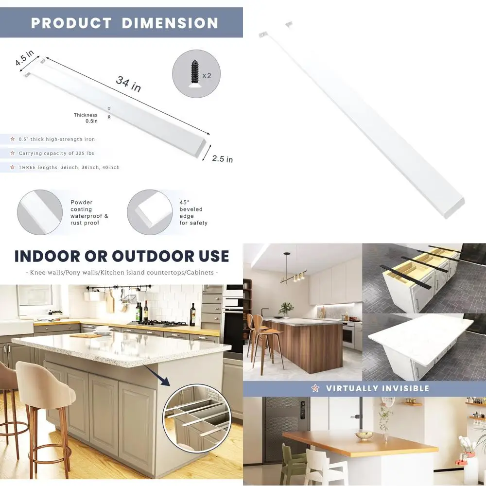 Белый 34-дюймовый сверхмощный опорный кронштейн островной столешницы для гранита, кварца и дерева
Белый 34-дюймовый сверхмощный опорный кронштейн островной столешницы для гранита, кварца и дерева