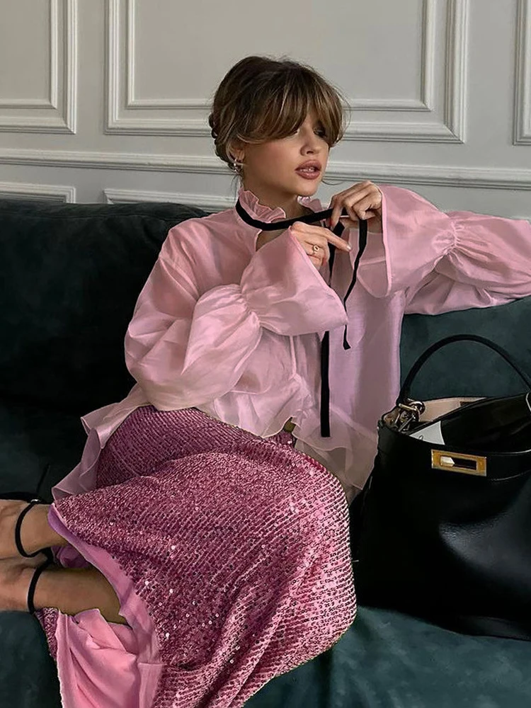 Women's White Ruffle Hem Tie Neck Blouse Elegant Fashion High Neck Flare Sleeve Shirt 2026 Women's Date Night Top
Women's White Ruffle Hem Tie Neck Blouse Elegant Fashion High Neck Flare Sleeve Shirt 2026 Women's Date Night Top