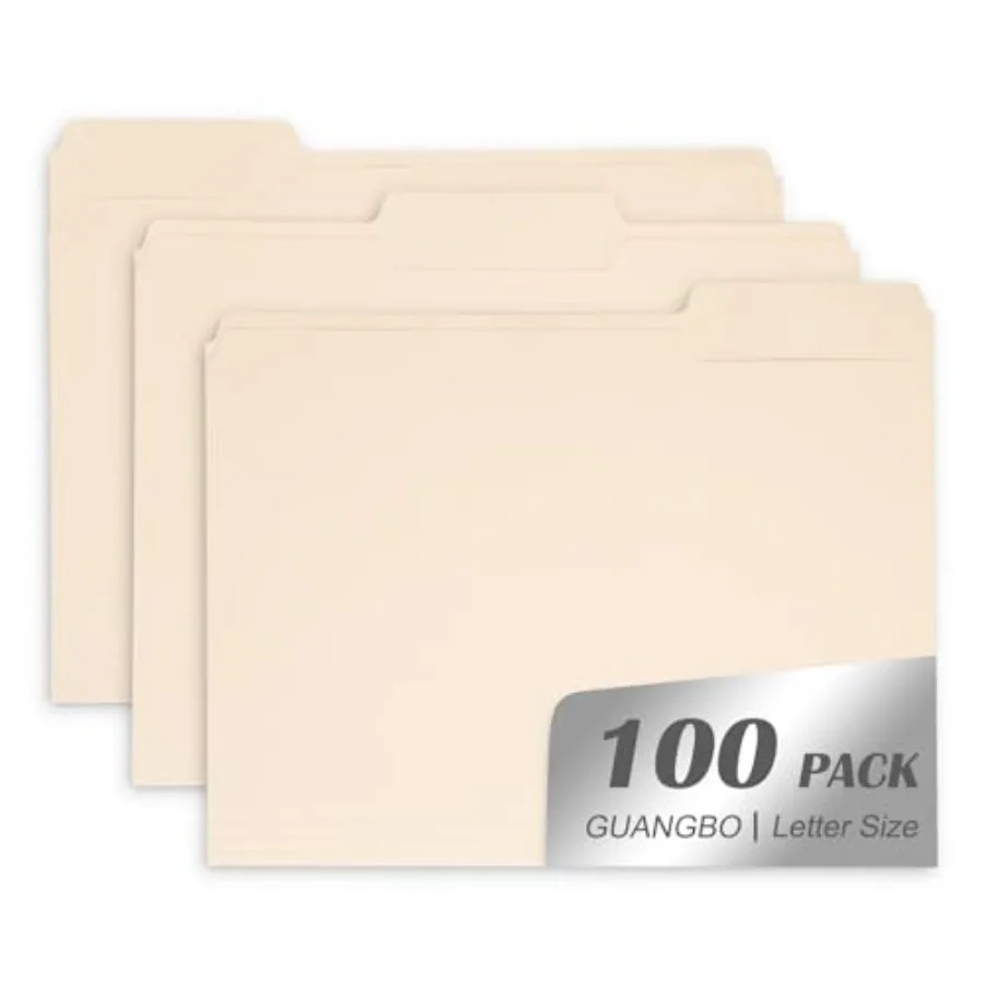 Manila File Folder, 1/3-Cut Tab, Letter Size, Manila Folders with Tab, 100 per Box
Manila File Folder, 1/3-Cut Tab, Letter Size, Manila Folders with Tab, 100 per Box